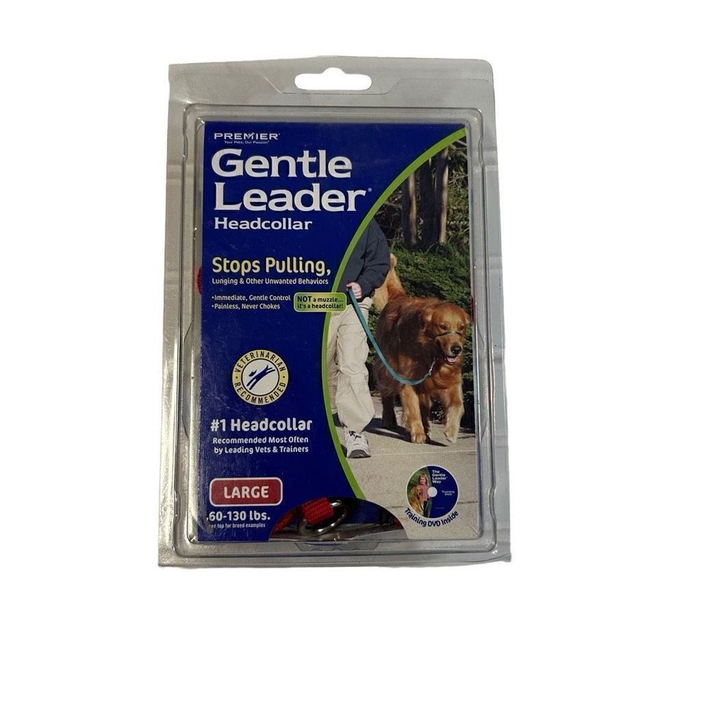 Premier Gentle Leader Headcollor and DVD New Sealed Size Large (60-130 lbs) Red